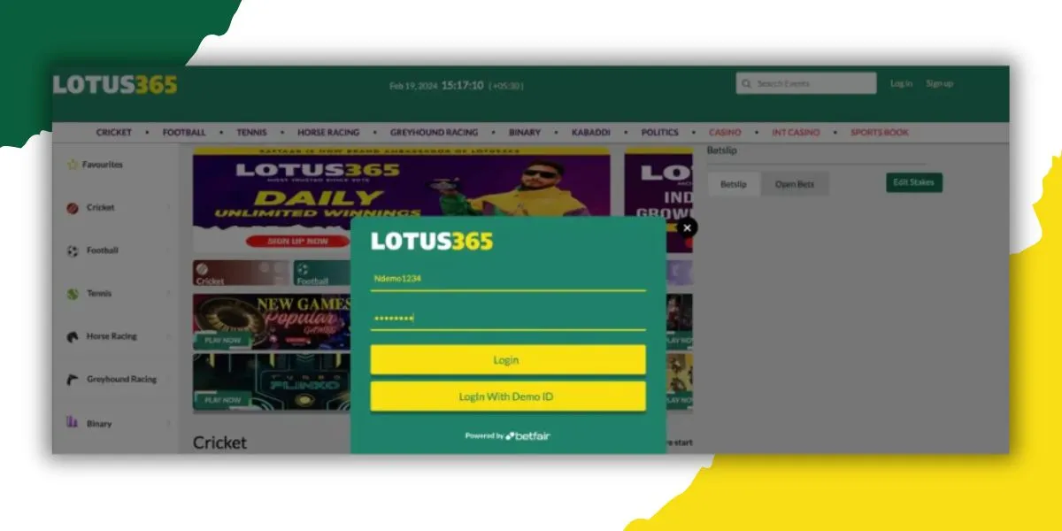 lotus365 login with demo id
